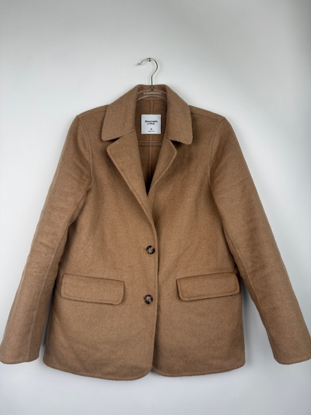 Abercrombie & Fitch Camel Heavy-weight Wool Blend Blazer Coat Size Medium NWT